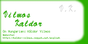vilmos kaldor business card